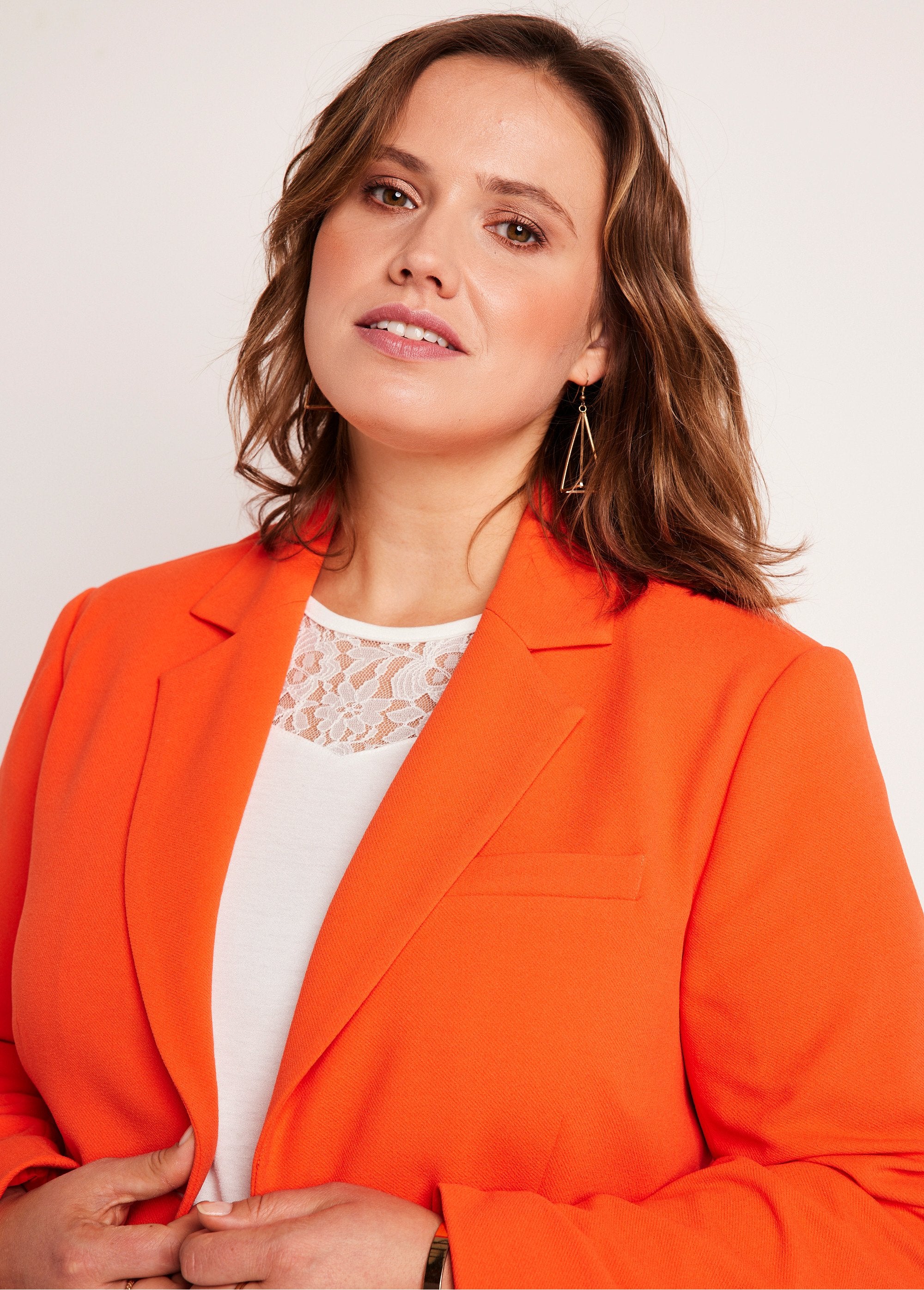 Veste_blazer_coupe_droite_maille_unie_Orange_DE1_curvy