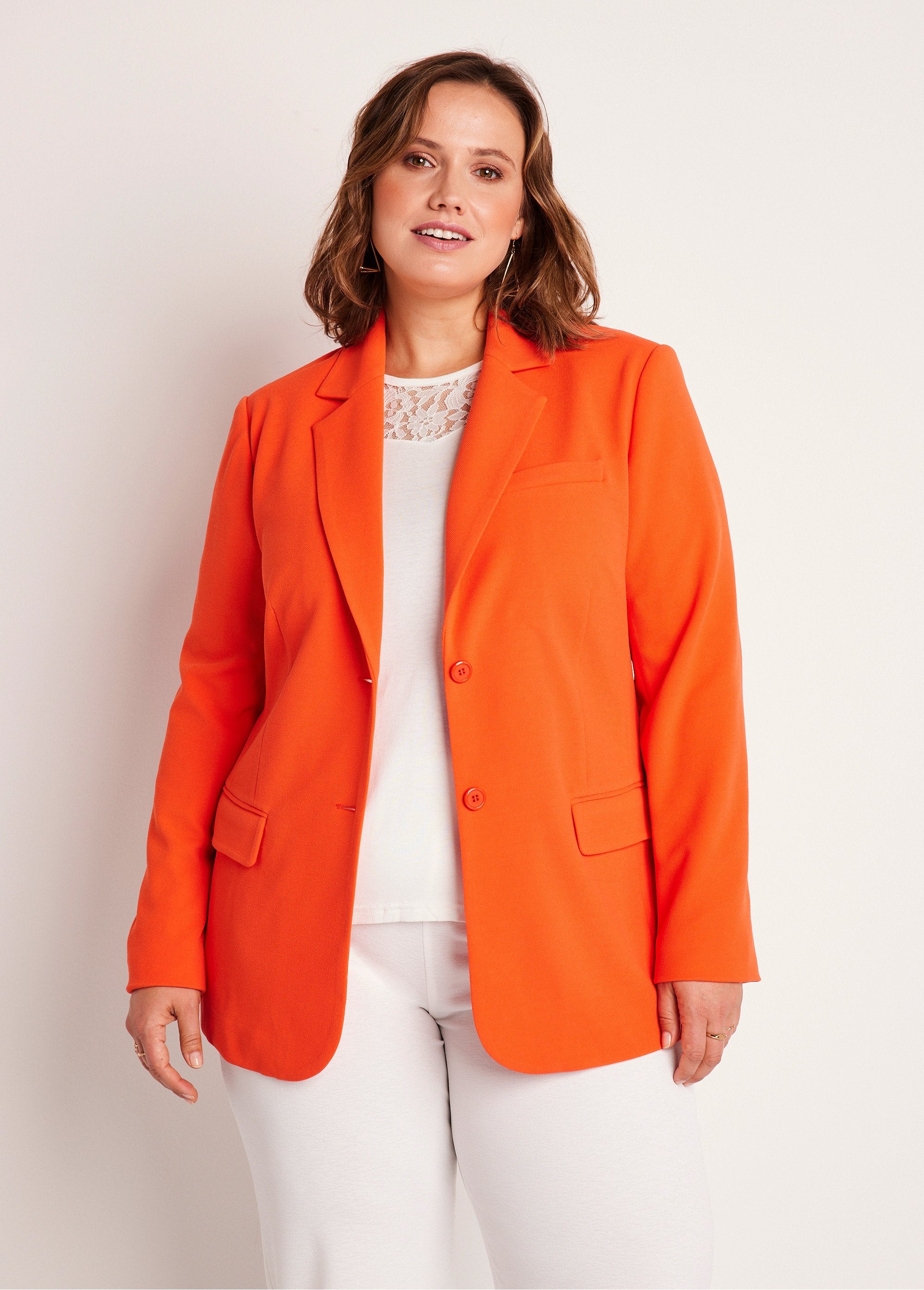 Veste_blazer_coupe_droite_maille_unie_Orange_FA1_curvy