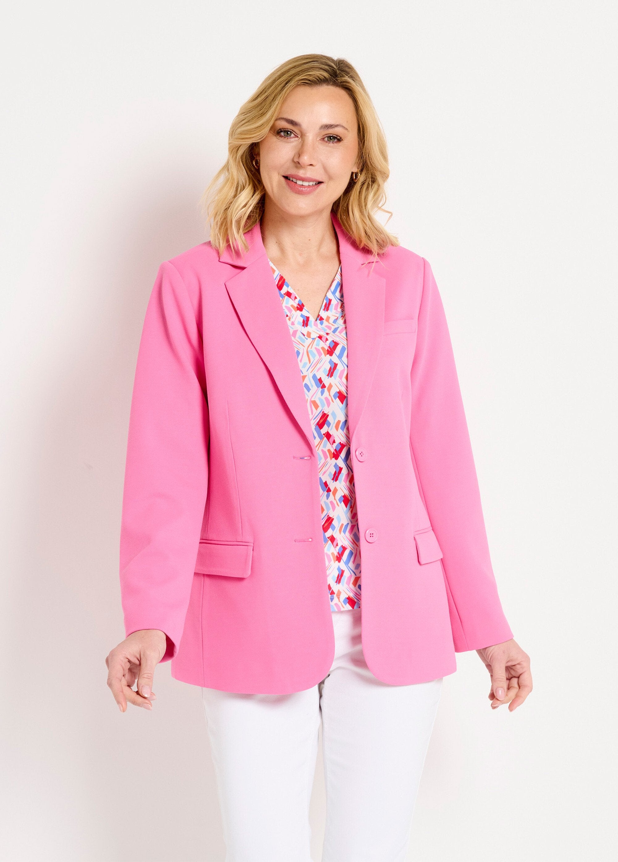 Veste_blazer_coupe_droite_maille_unie_Rose_FA1_slim