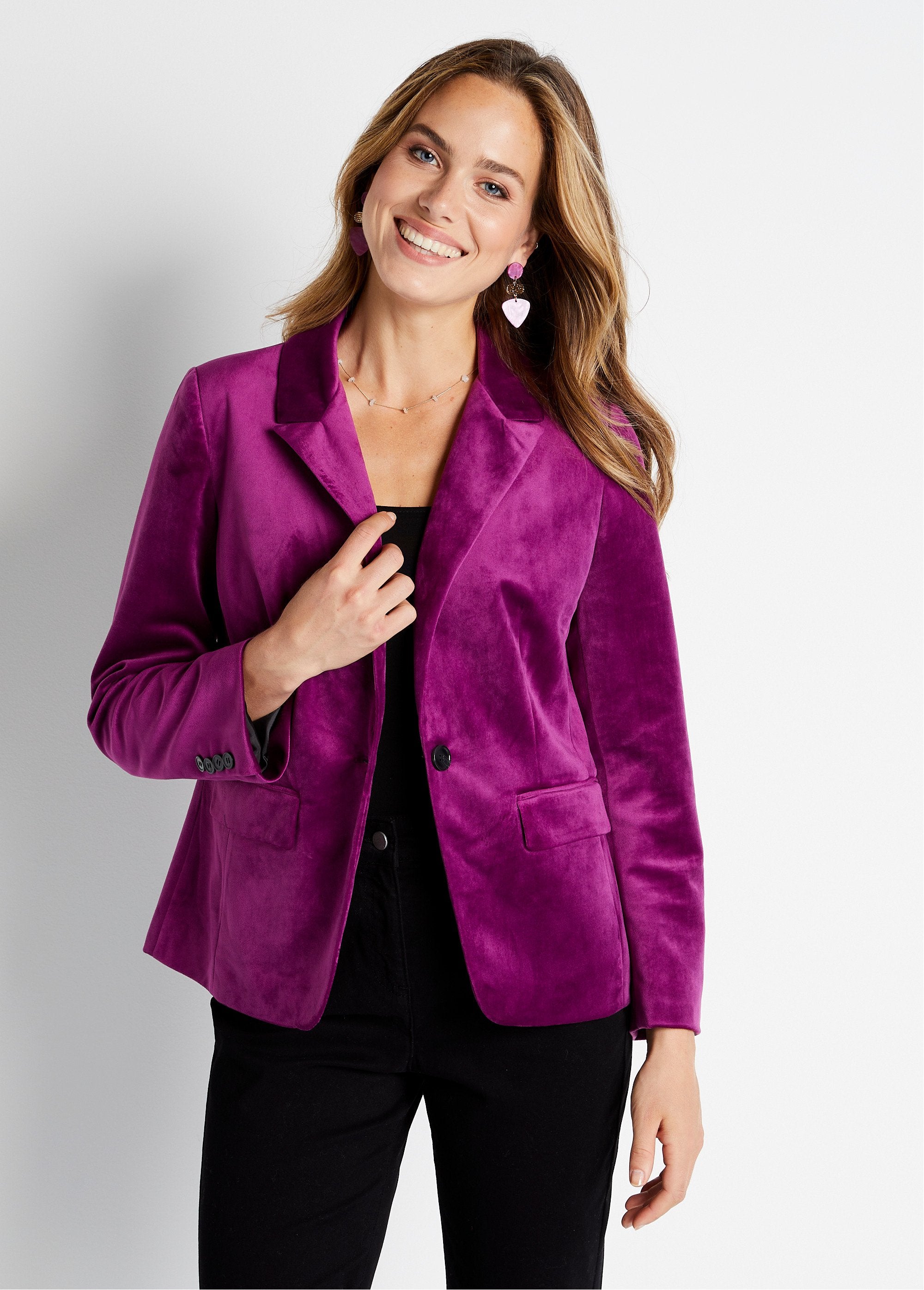 Veste_blazer_droite_velours_uni_col_tailleur_Violet_FA1_slim