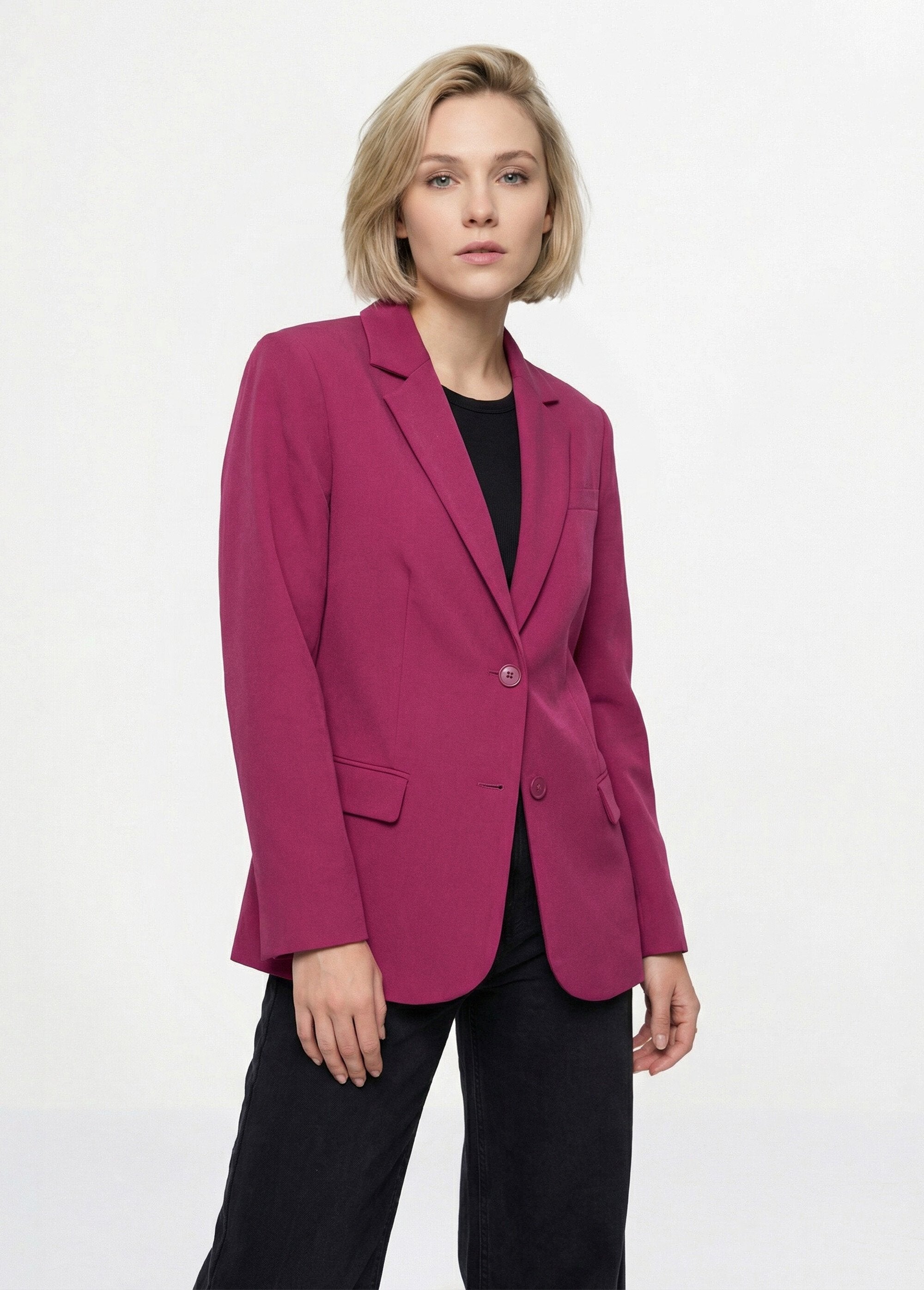 Veste_blazer_unie_coupe_droite_col_tailleur_Cassis_FA1_slim