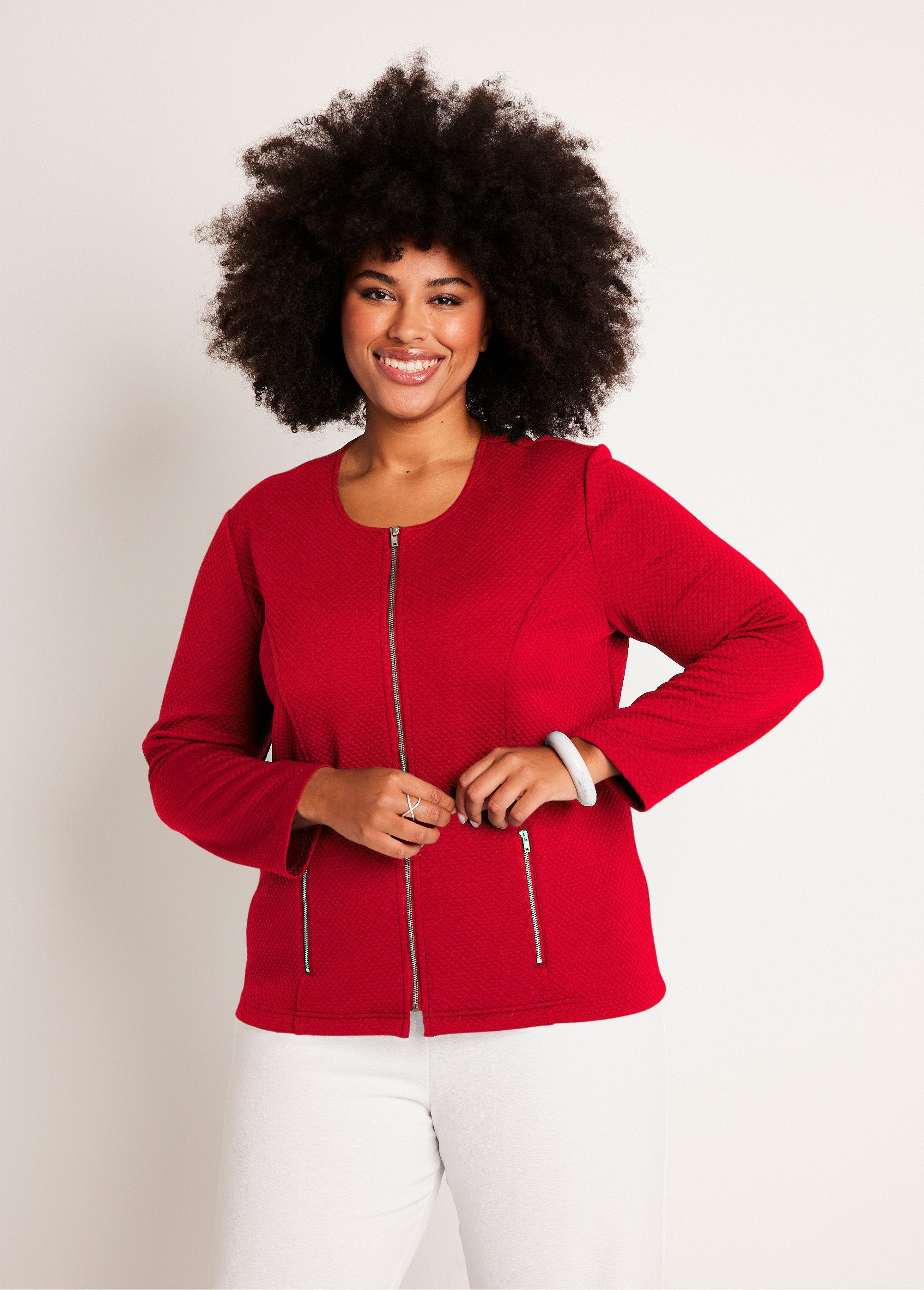 Collarless_fitted_jacket_Red_FA1_curvy