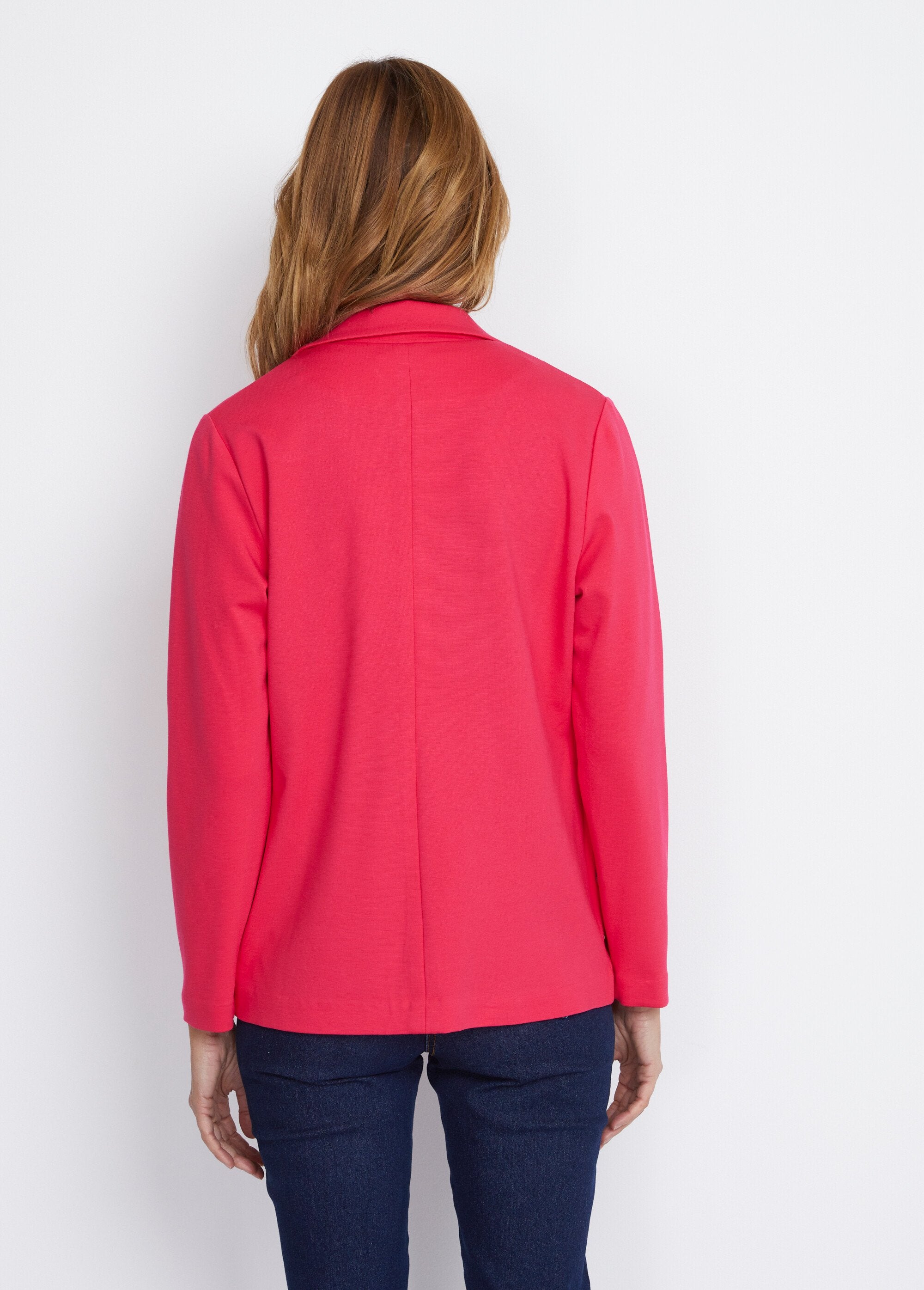 Veste_droite_boutonnée_maille_milano_unie_Rose_DO1_slim