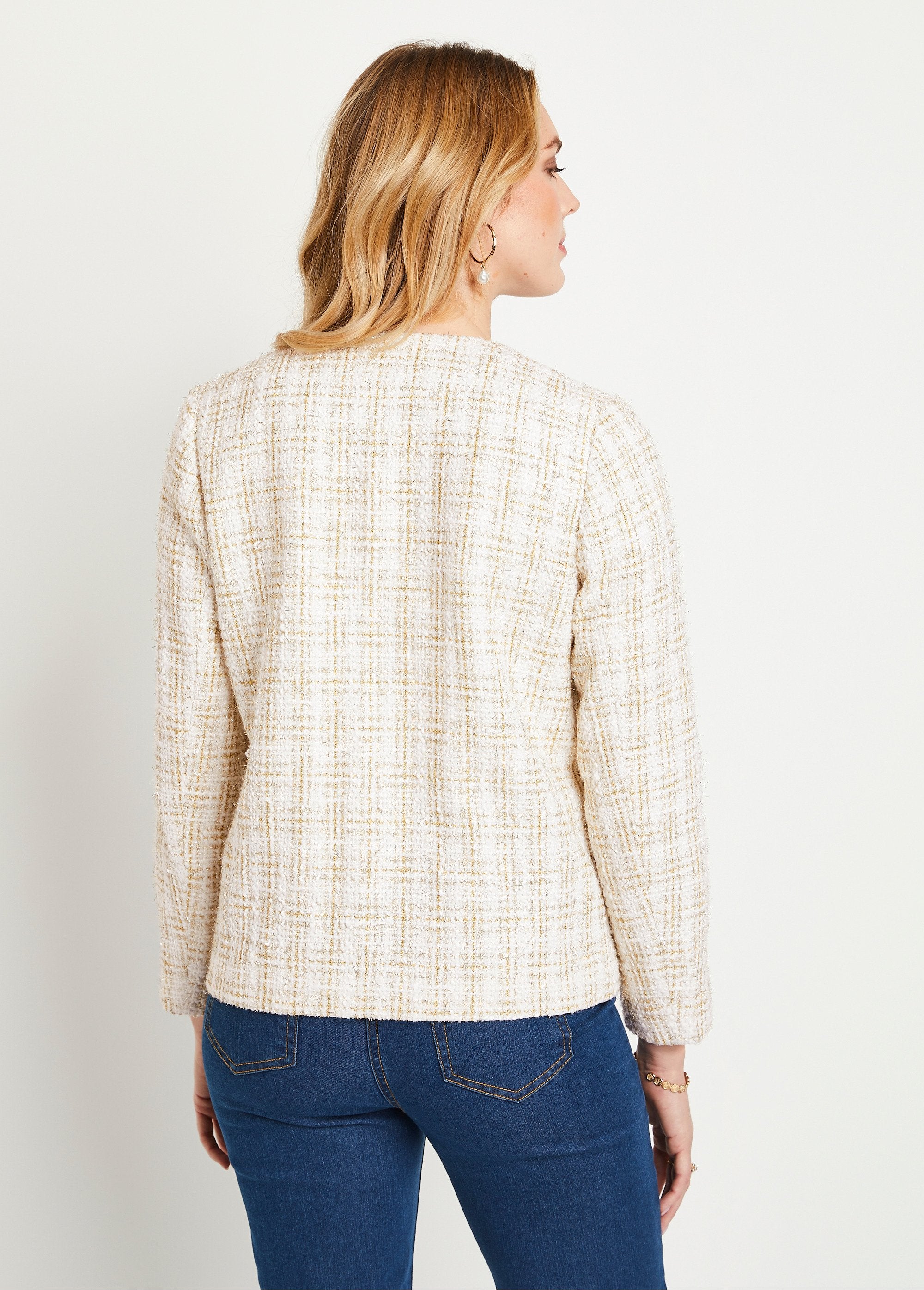 Veste_courte_sans_col_tissu_effet_tweed_Naturel_et_dore_DO1_slim