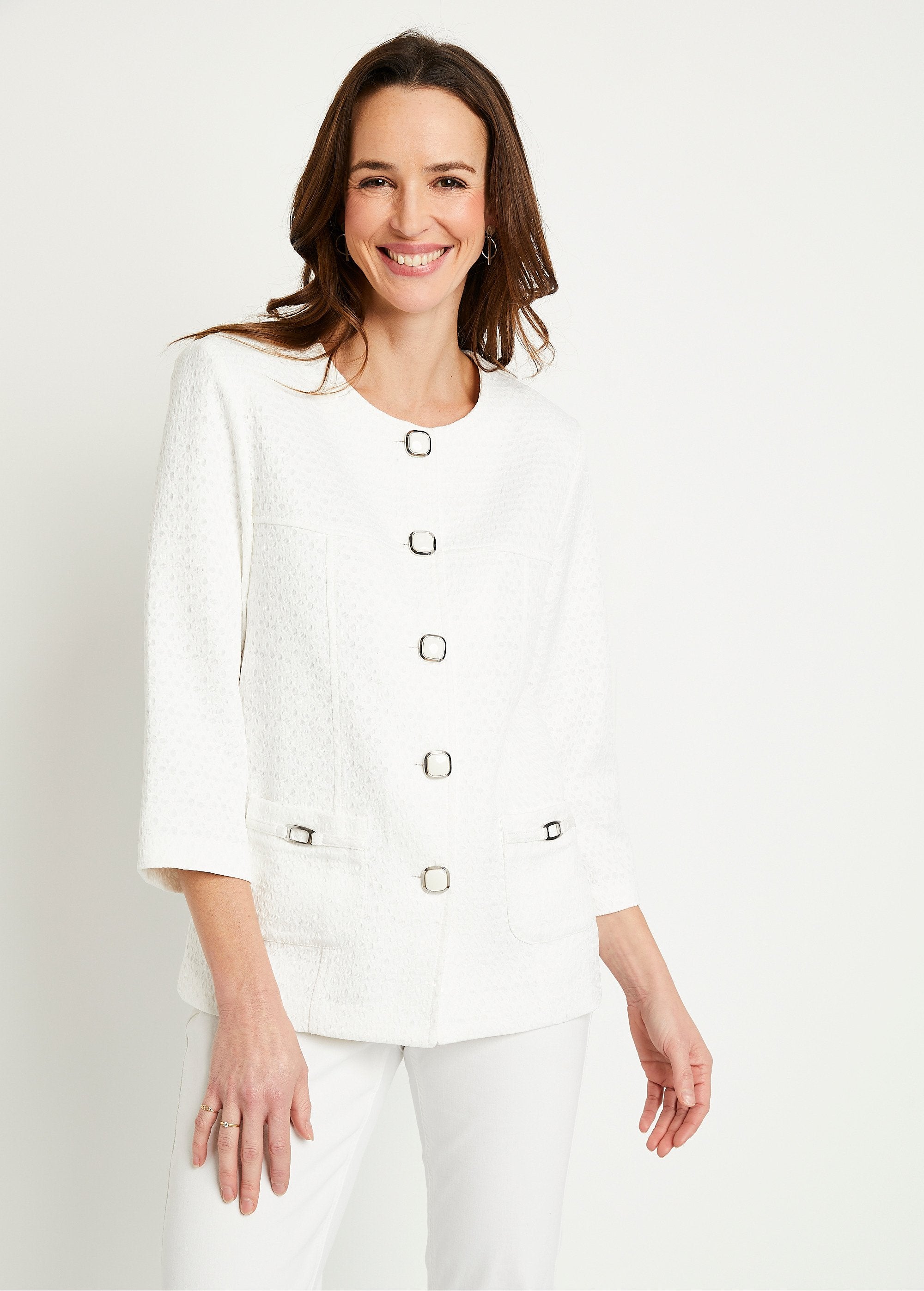 Veste_ras_de_cou_manches_3/4_Blanc_FA1_slim