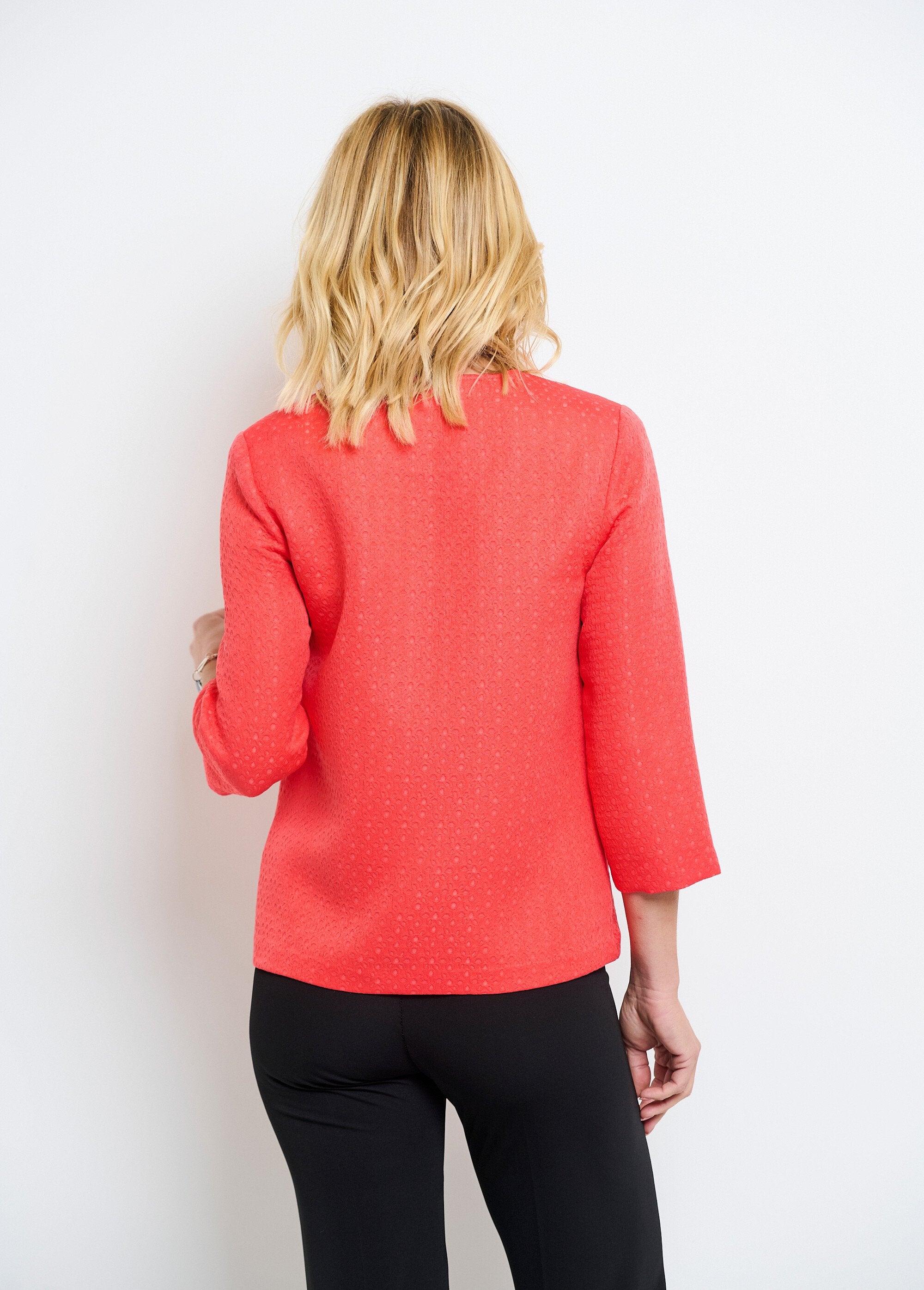 Veste_ras_de_cou_manches_3/4_Corail_DO1_slim