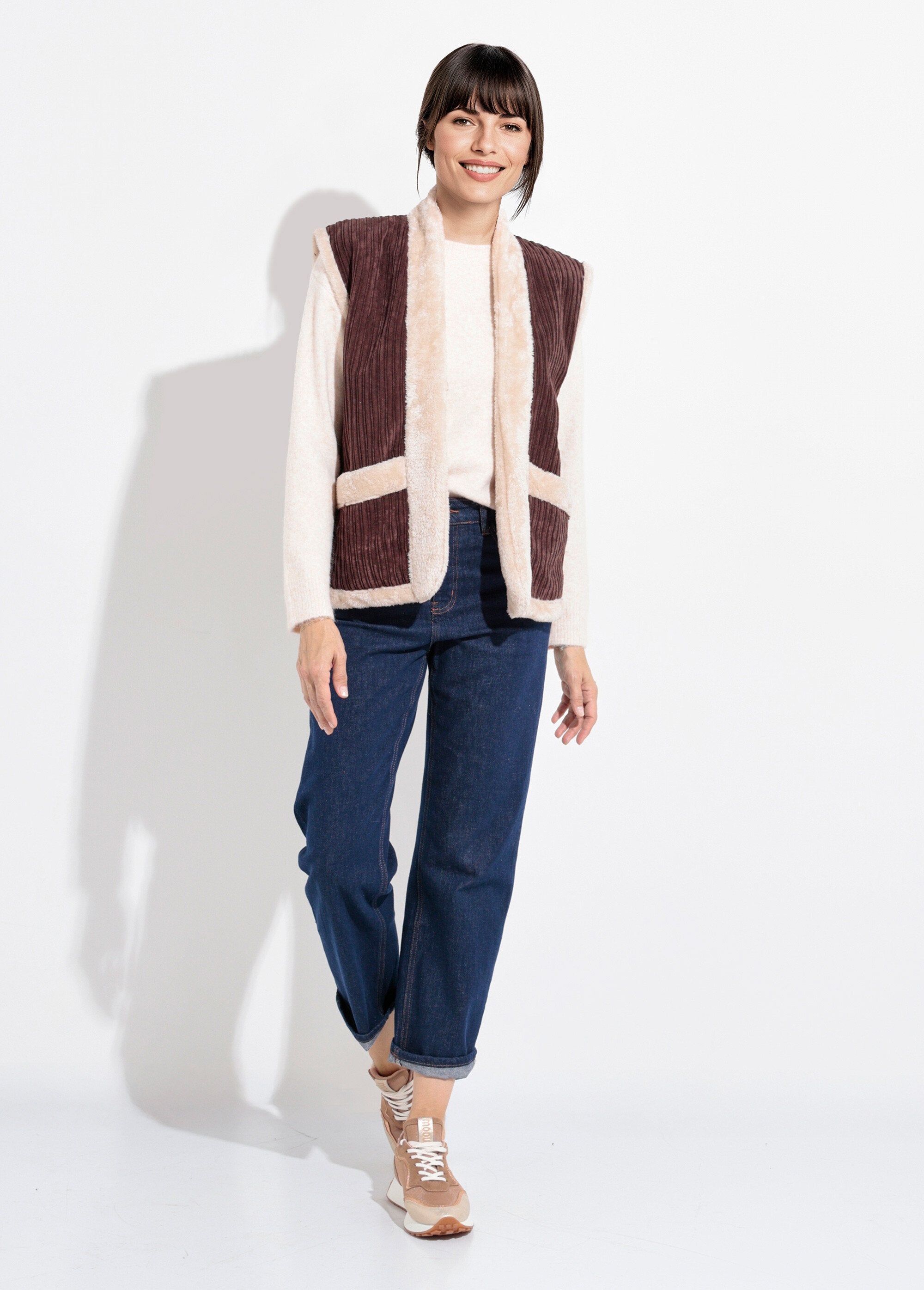 Veste_sans_manches_velours_et_fourrure_Marron_SF1_slim