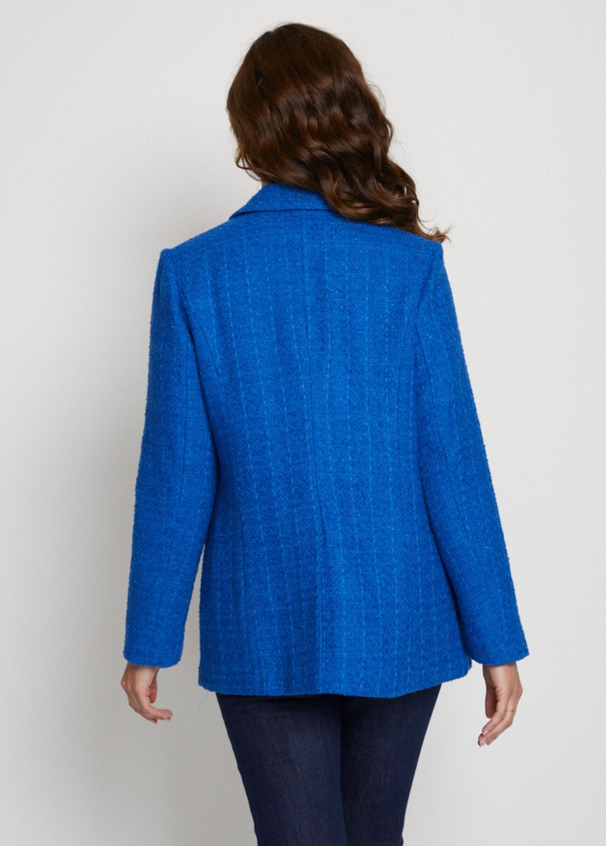 Veste_droite_boutonnée_tissu_natté_col_tailleur_Bleu_dur_DO1_slim