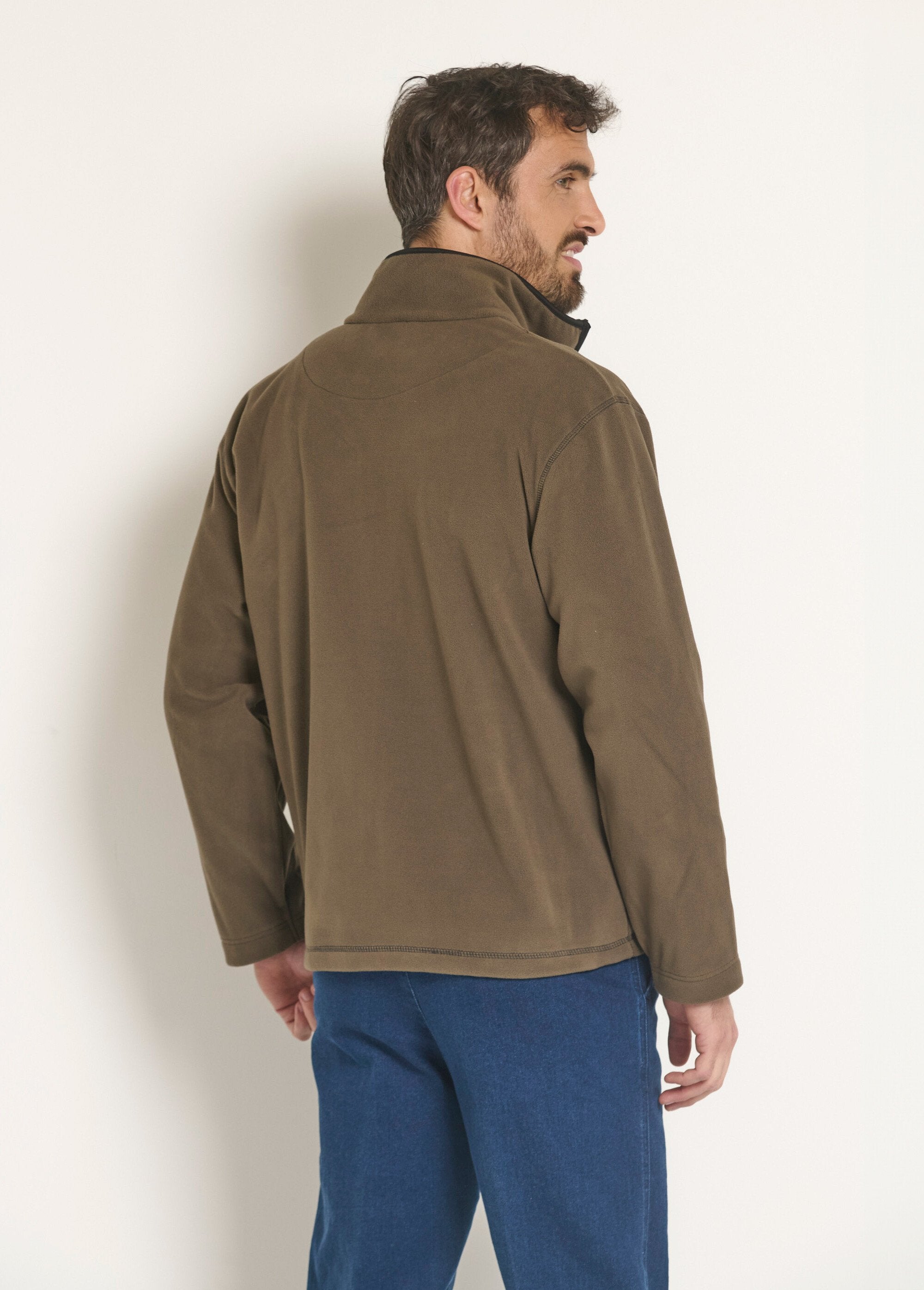 Veste_zippée_polaire_col_montant_Marron_DO1_slim